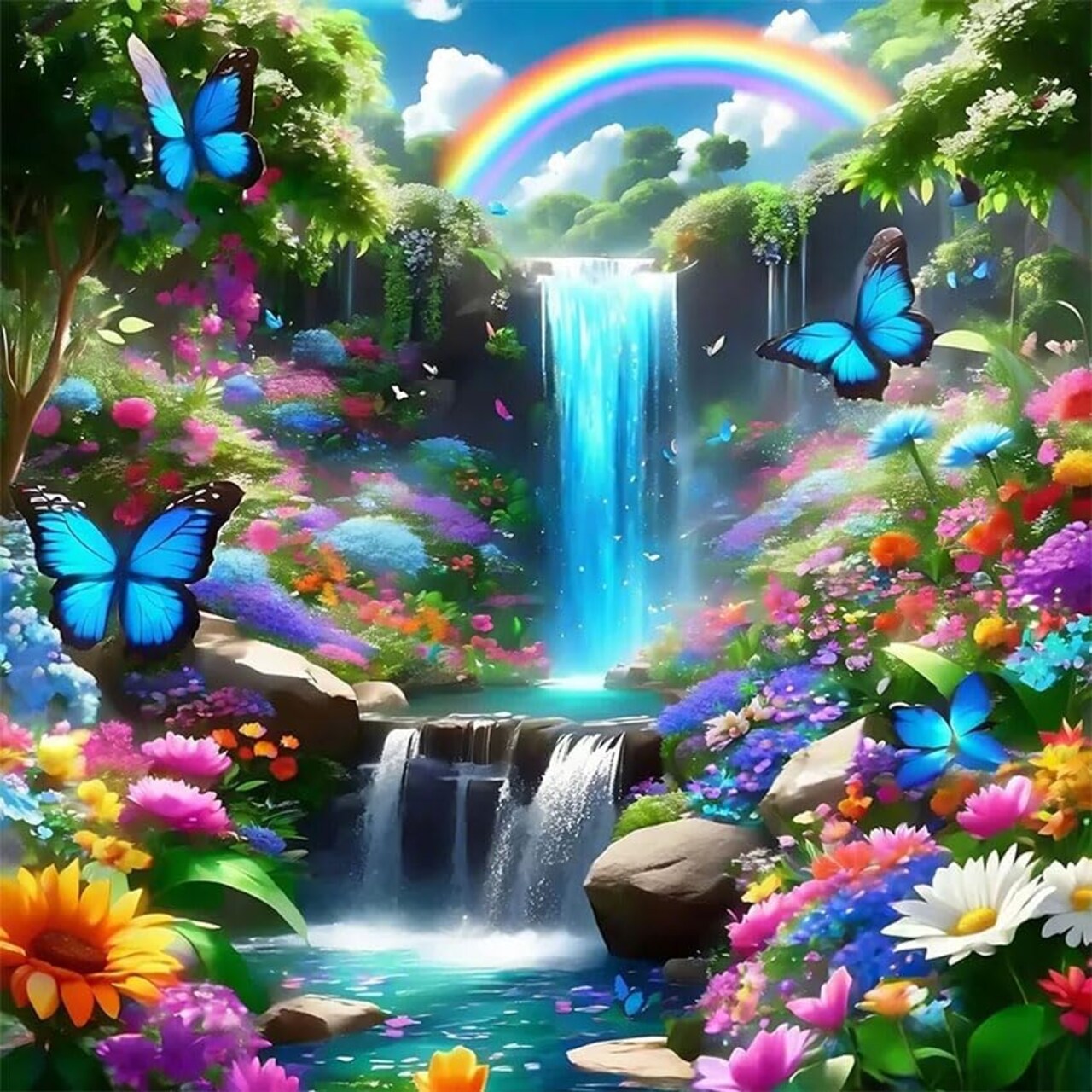 Waterfall Diamond Art Painting Kits for Adults- Landscape Diamond Painting Kits, Scenery 5D DIY Full Round Drill for Gift Home Wall Decor 14x14 Inch